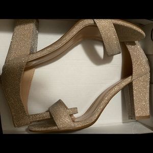 Gold sparkle heels